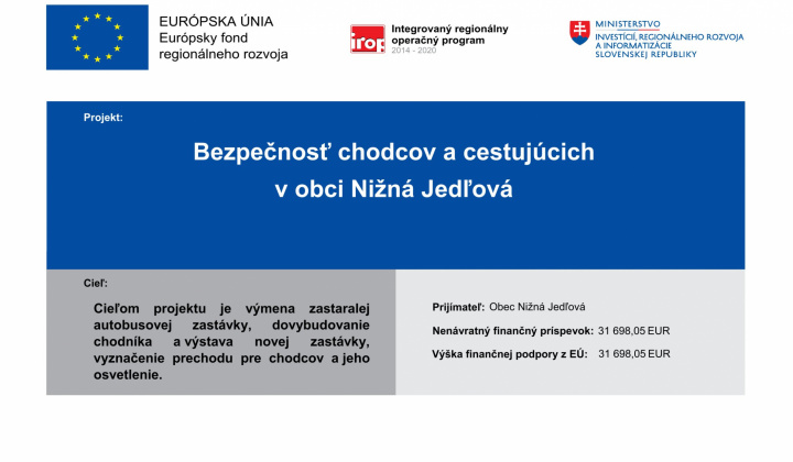 Bezpečnosť chodcov a cestujúcich v obci Nižná Jedľová